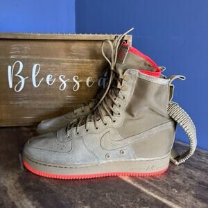 Nike Men s SF Air Force 1 Shoe Khaki Rush Coral, Men’s 11 US